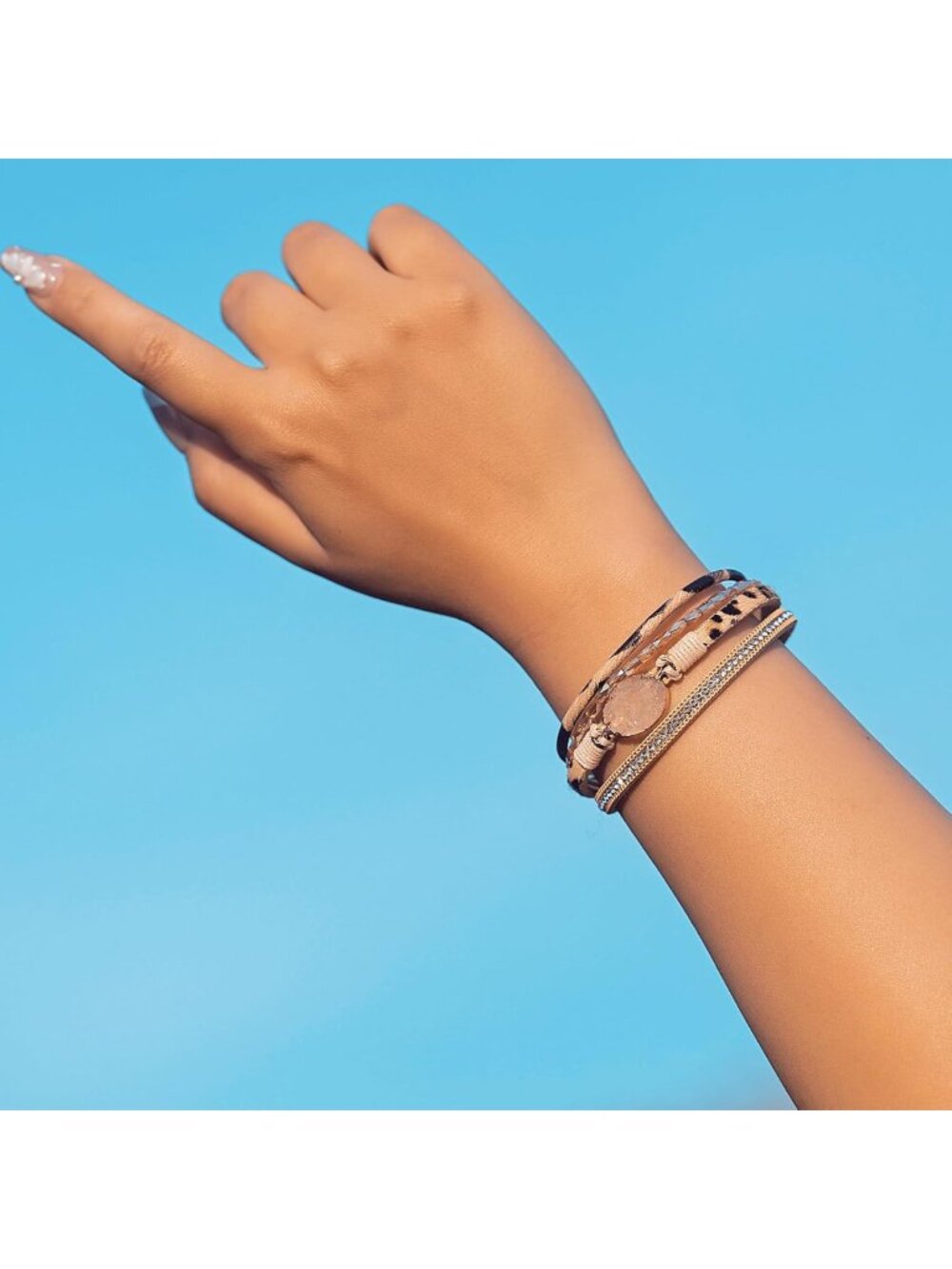 Boho Chunky Leather Wrap Bracelets | Stackable Beaded Western Jewelry Set - Picture 2 of 6